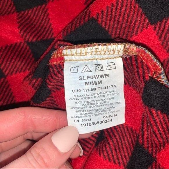 Riders by Lee Plaid-Lined Denim Button-Down Long Sleeve Shirt Jacket Size Medium - Picture 5 of 11